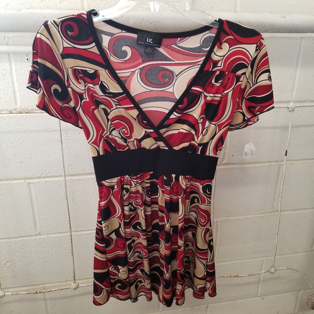 Byer California Medium Print Flowy Summer Blouse